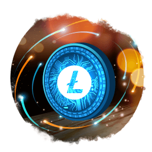 Futuristic version of cryptocurrency Litecoin in shape of a coin